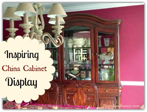 How do you arrange the dishes in a china cabinet?